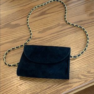 Jennifer Moore black velvet crossbody bag